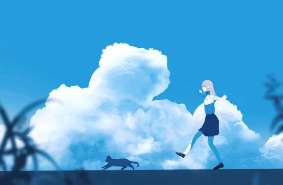 Cloud Cat Anime Girl Anime Girl