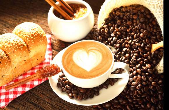 Coffee Beans Bread Cup Food Coffee