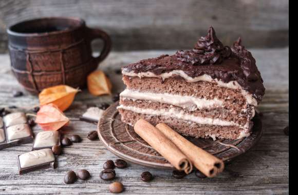 Coffee Beans Chocolate Still Life Cinnamon Pastry Cake Food Dessert