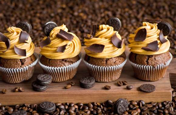 Coffee Beans Cream Sweets Dessert Food Cupcake