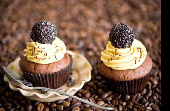 Coffee Beans Cream Sweets Food Cupcake