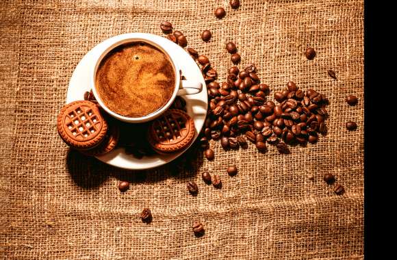 Coffee Beans Cup Cookie Still Life Food Coffee