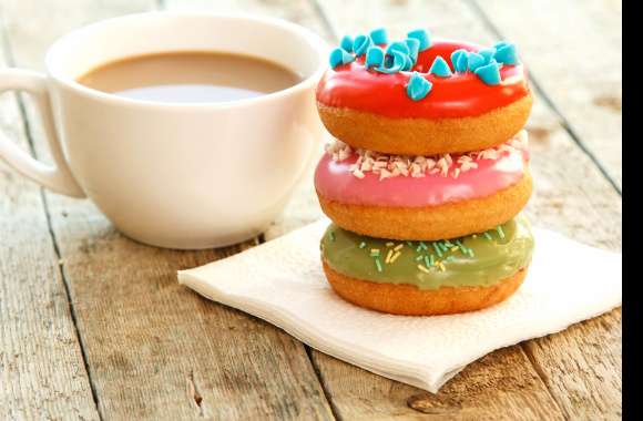 Coffee Sweets Food Doughnut wallpapers hd quality