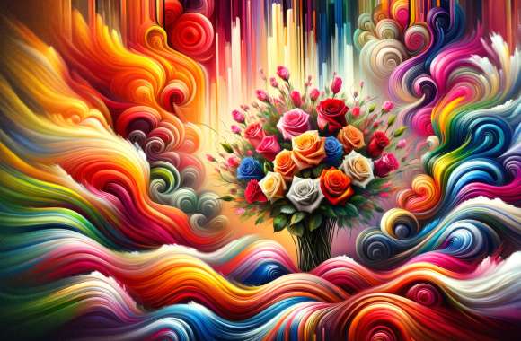 Colorful Abstract Rose Bouquet