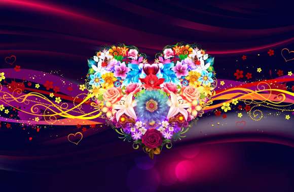 Colorful Colors Flower Artistic Heart