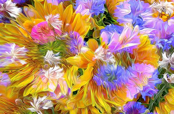 Colorful Colors Flower Artistic Painting