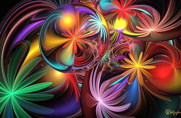 Colorful Colors Fractal Artistic Flower Wallpaper
