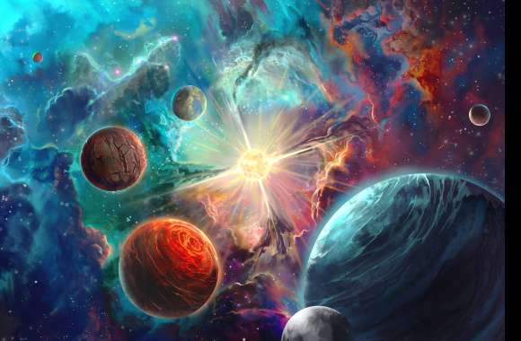 Colorful Cosmic Odyssey HD Sci-Fi Space Wallpaper