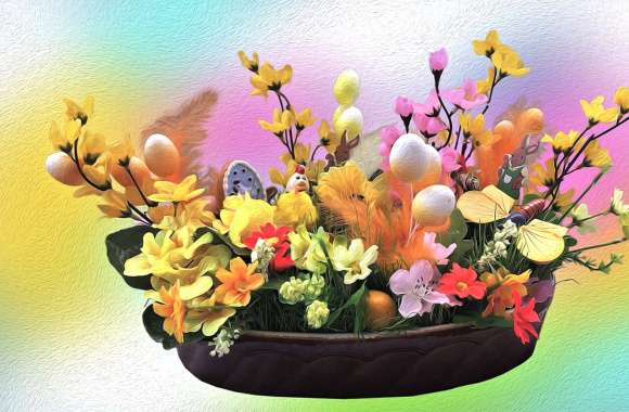 Colorful Easter Egg Flower Holiday Easter