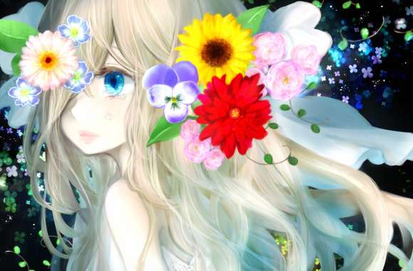 Colorful Flower Anime Girl