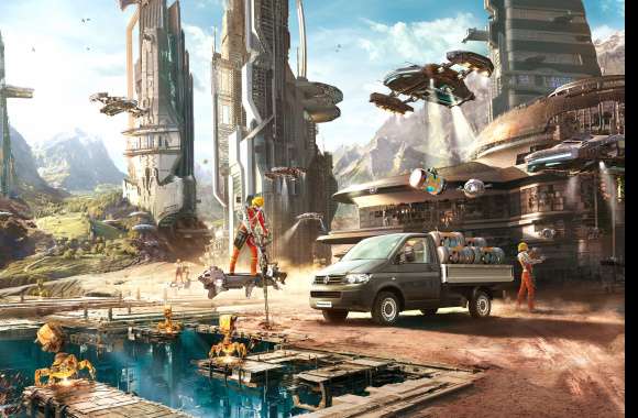 Construction Futuristic Car Robot Skyscraper Building Sci Fi City Sci Fi City