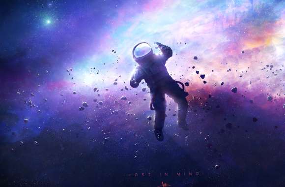 Cosmic Drift HD Sci-Fi Astronaut Wallpaper