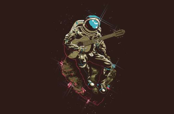 Cosmic Guitarist A Stunning Sci-Fi Astronaut