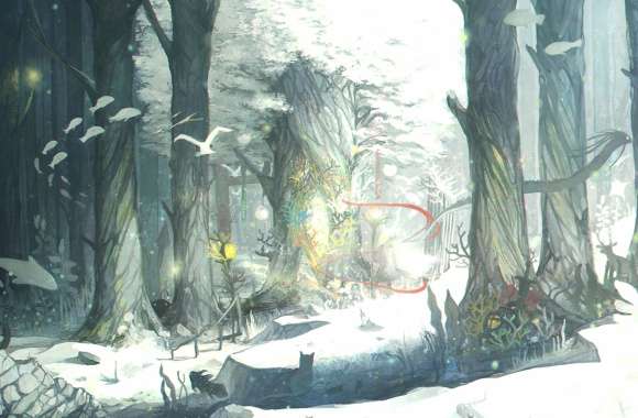 Creature Fish Cat Snow Winter Light Fantasy Forest