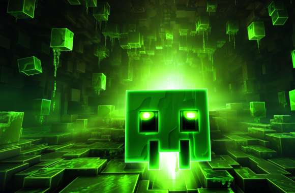 Creeper Render Acid Green Minecraft Wallpaper