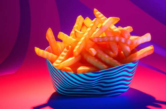 Crispy French Fries - Vibrant Food Backgrounds wallpapers hd quality