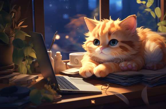 Cute Orange Cat HD Desktop Wallpaper wallpapers hd quality