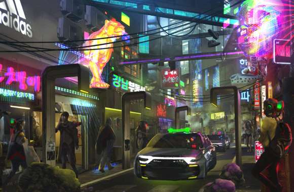 Cyberpunk Seoul Sci-Fi Street -