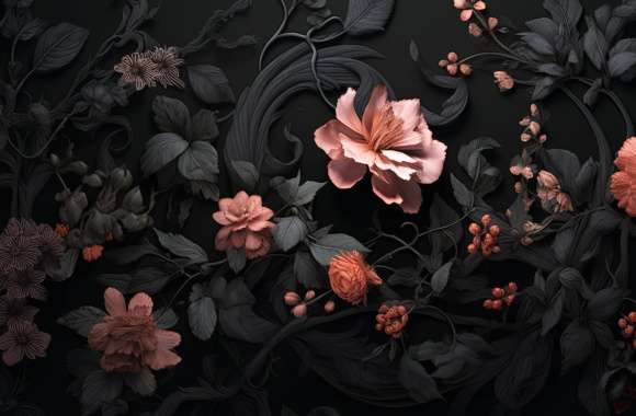 Dark Floral Elegance - Black Aesthetic Flower