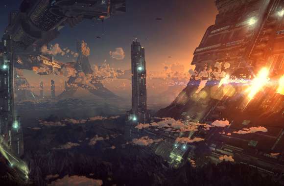 Dawn in Sci-Fi City -