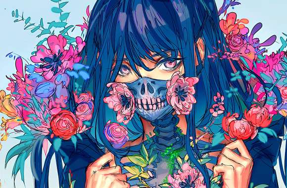 Day Of The Dead Anime Anime Girl Skeleton Flower