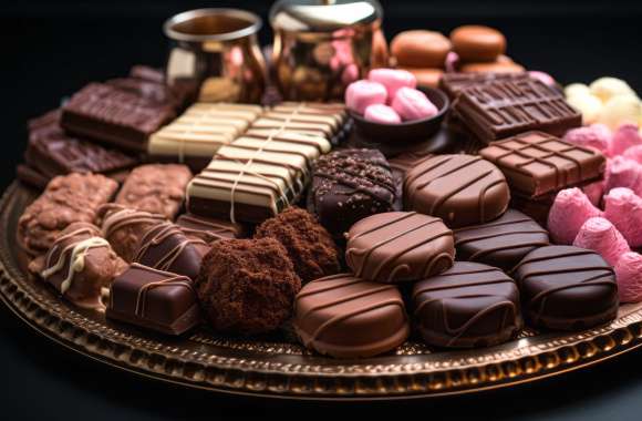 Decadent Chocolate Assortment - HD AI Art Wallpaper