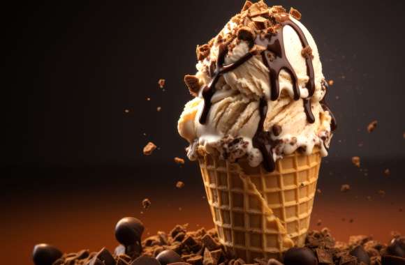 Decadent Chocolate Drizzle Ice Cream - AI Art Inspired wallpapers hd quality