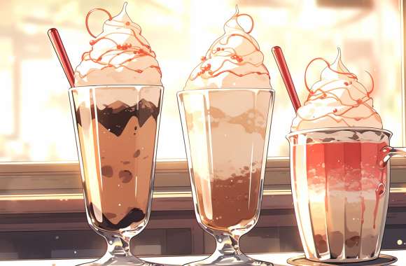 Decadent Coffee Milkshake Trio wallpapers hd quality