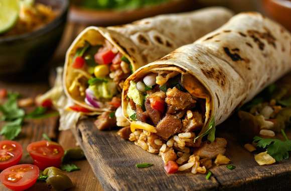 Delicious Mexican Burrito with Fresh Vegetables - HD Food Wallpaper