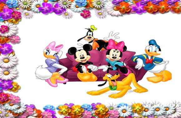 Disney Friends Floral Frame wallpapers hd quality