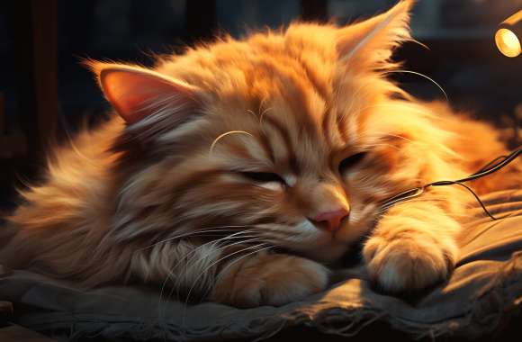 Dreamy Ginger Cat - HD Desktop Wallpaper