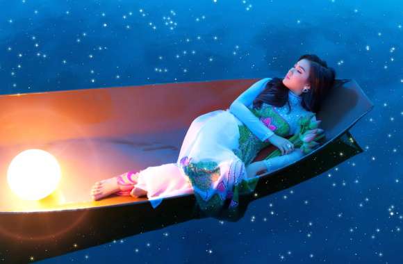 Dreamy Vietnamese Woman in Ao Dai -