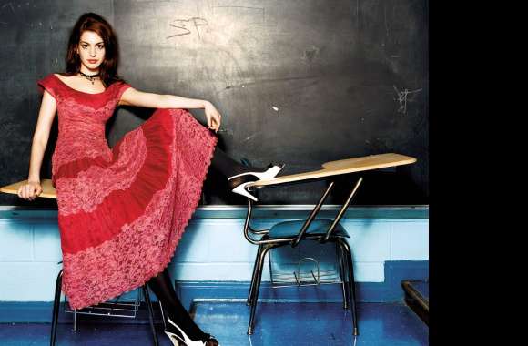 Dress Brown Eyes Brunette American Actress Celebrity Anne Hathaway Wallpaper