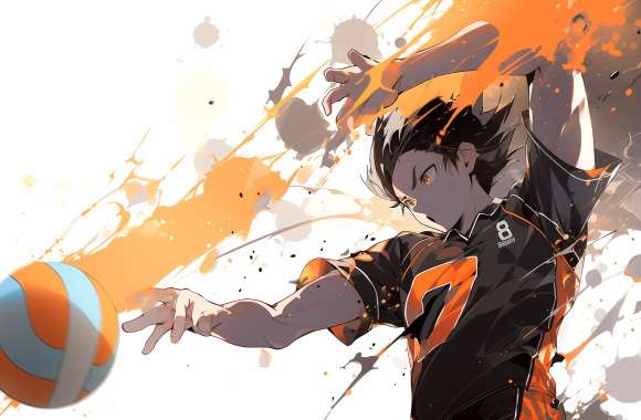 Dynamic Haikyū!! Tadashi Yamaguchi Volleyball Action wallpapers hd quality