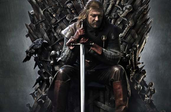Eddard Stark on Iron Throne - Game of Thrones wallpapers hd quality