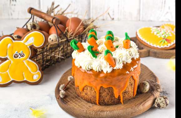 Egg Bunny Carrot Dessert Still Life Pastry Food Cake