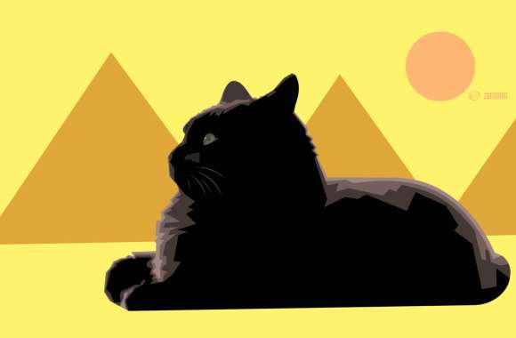 Egyptian Cat in Front of Pyramids wallpapers hd quality
