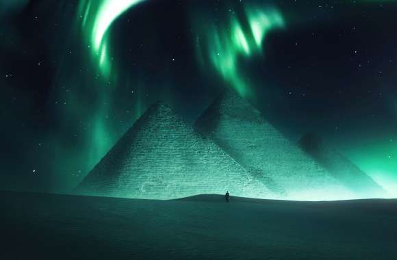 Egyptian Pyramids Aurora sky wallpapers hd quality