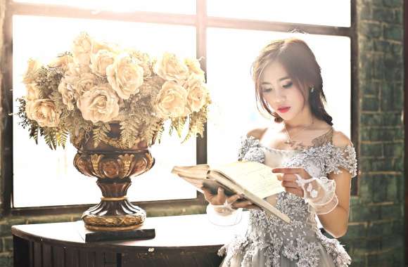 Elegant Asian Model Reading -