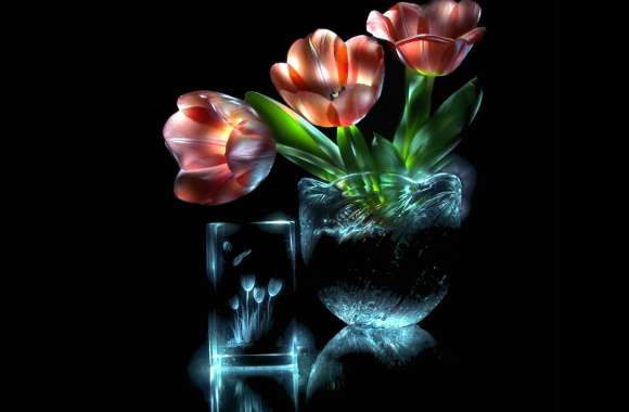 Elegant Pink Tulips in Glass -