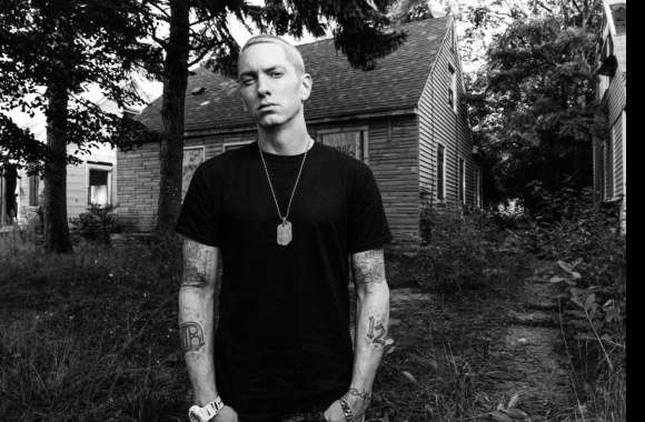 Eminem A Bold Music Icon in Black and White