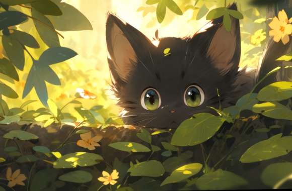 Enchanted Forest Black Cat wallpapers hd quality