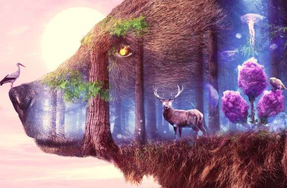 Enchanted Forest Wildlife - HD Fantasy Wallpaper