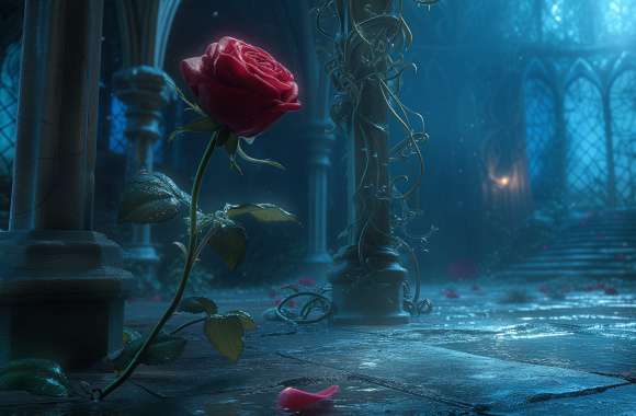 Enchanted Red Rose - Mystical Nature