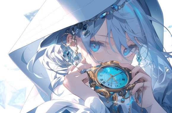 Enchanting Anime Girl with Timepiece wallpapers hd quality