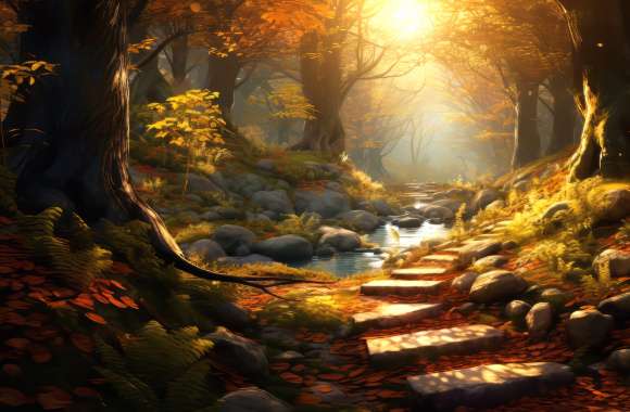 Enchanting Autumn Forest Sunbeam wallpapers hd quality