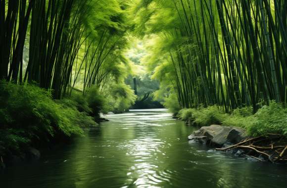 Enchanting Bamboo Forest River