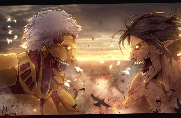 Epic Eren Yeager vs Armored Titan wallpapers hd quality