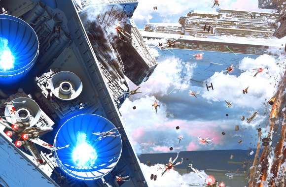 Epic Star Wars Battle Wallpaper X-Wings vs. Star Destroyer in HD