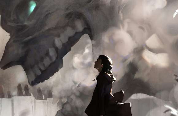 Eren Yeager Facing Titan - HD Attack On Titan Wallpaper